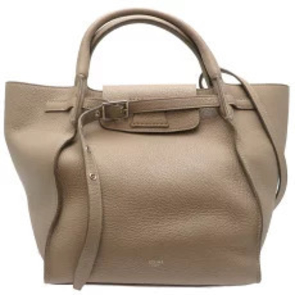 Celine Big 2way Bag Long Strap Handbag Supple Grained Calfskin Beige